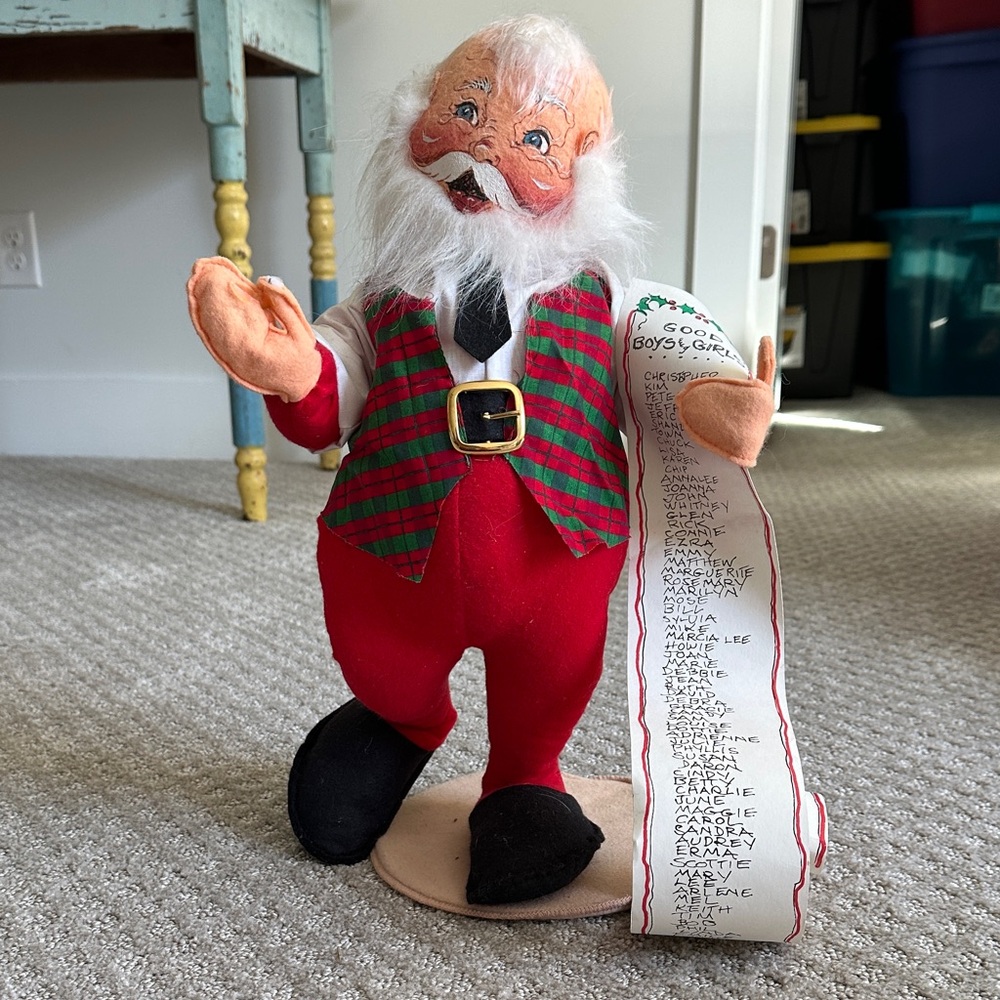 Annalee Red and Green Santa Figurine with List
1998